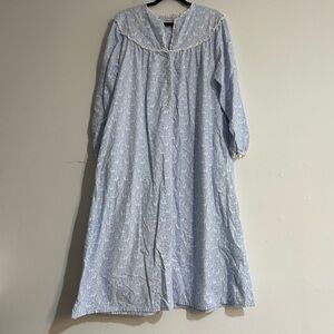 Lanz of Salzburg Long Flannel Nightgown Deer Pattern Blue Size Large